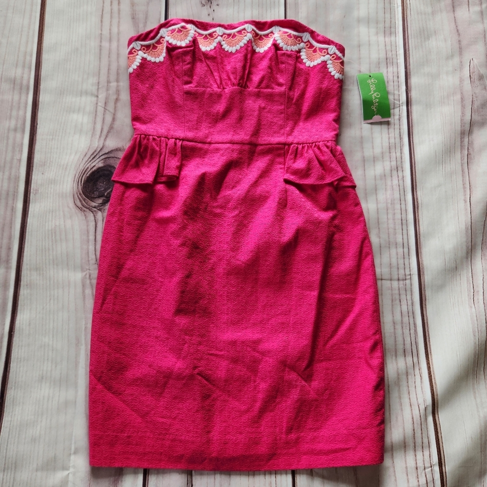 NWT Lilly Pulitzer "Maybell" Dress Pinwheel Hot Pink Embroidered, Women's Size 0 - Picture 4 of 12